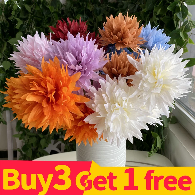 

Buy 3 get 1 free flame chrysanthemum wedding flower arrangement silk flower home decoration fake flower simulation chrysanthemum