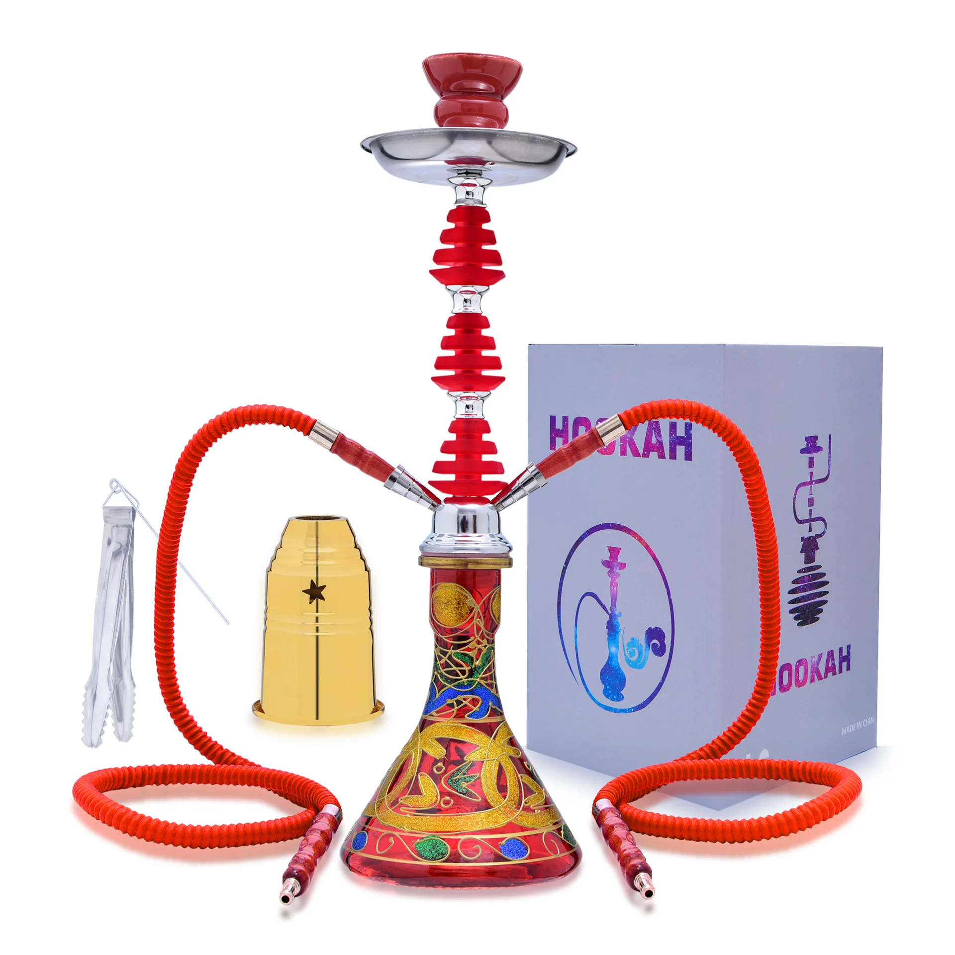 

2 Tubes Arabic Hookah Complete Set Of Hookah Accessories Cross-border Smoking Set Shisha Hookah