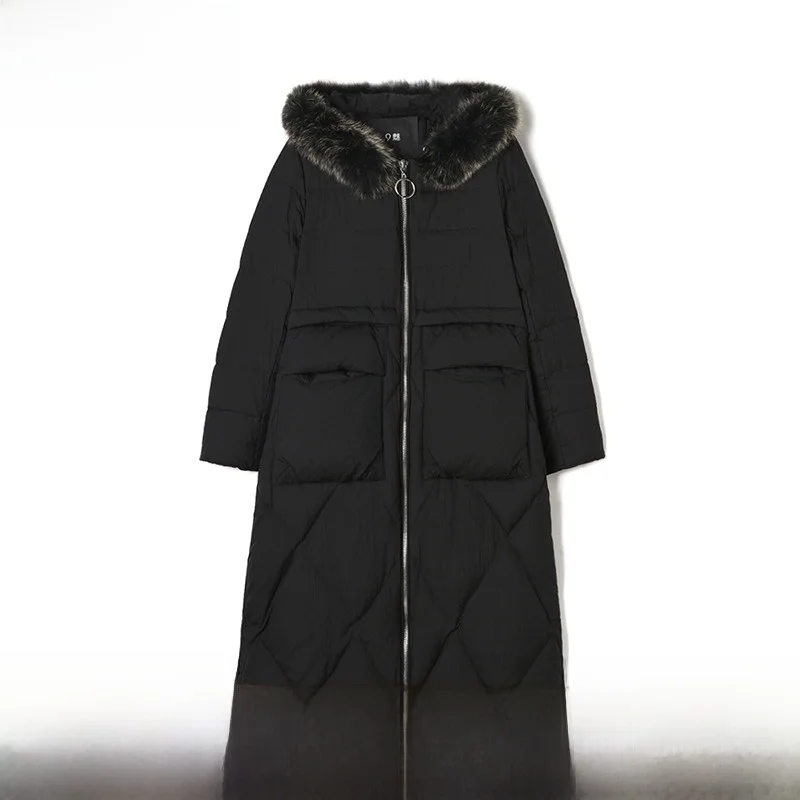 9 Charm Nsb0005 Containing Duck down X-long with Fur Collar Long sleeve Down jacket Women 2024 Winter