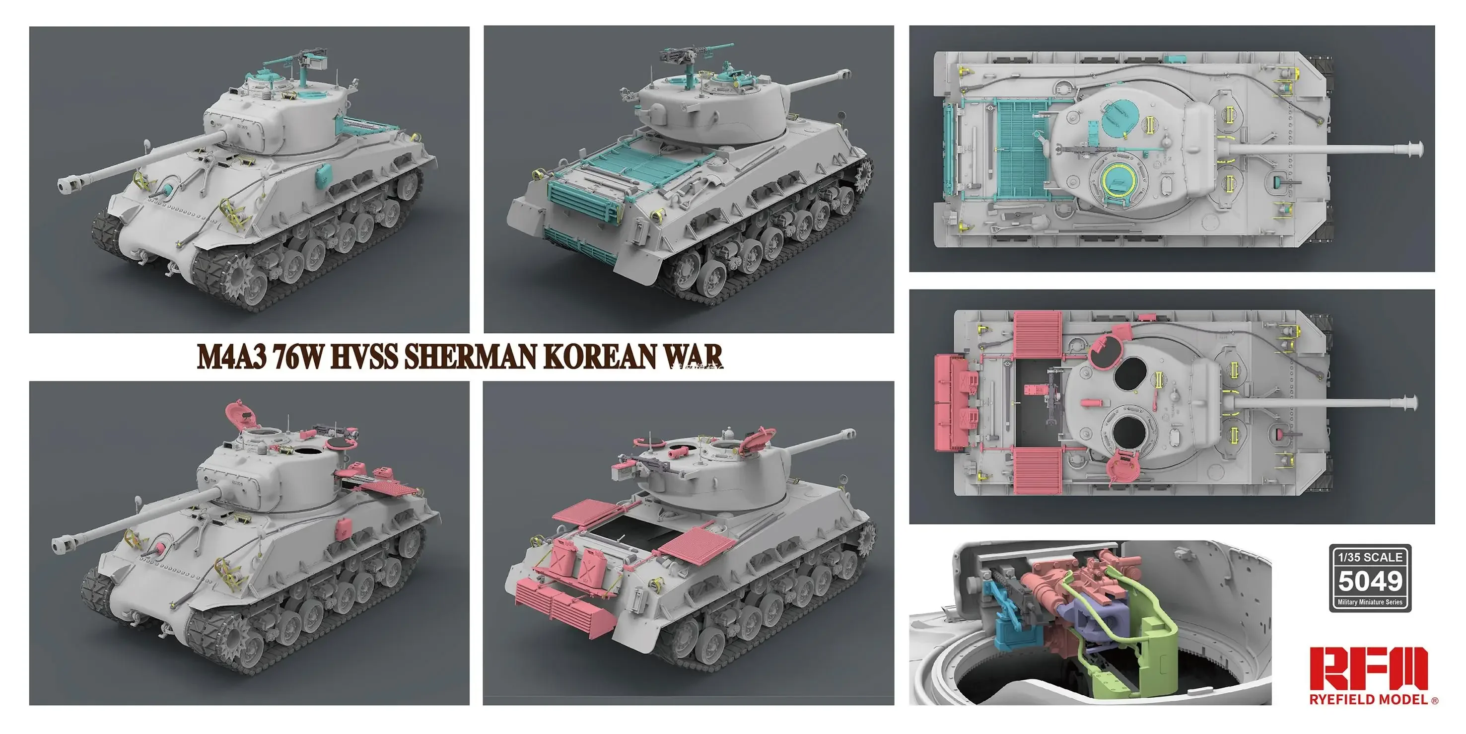 RYEFIELD RM5049 Комплект масштабной модели 1/35 M4A3 76 Вт HVSS ШЕРМАНСКАЯ КОРЕЙСКАЯ ВОЙНА