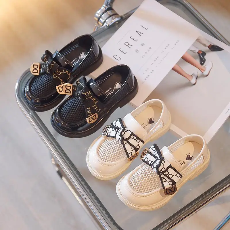 Summer Autumn New Cute Girls Bowtie Princess Shoes Sandals Mesh Leather Kids Breathable Flats Lace Gauze Mary Janes |