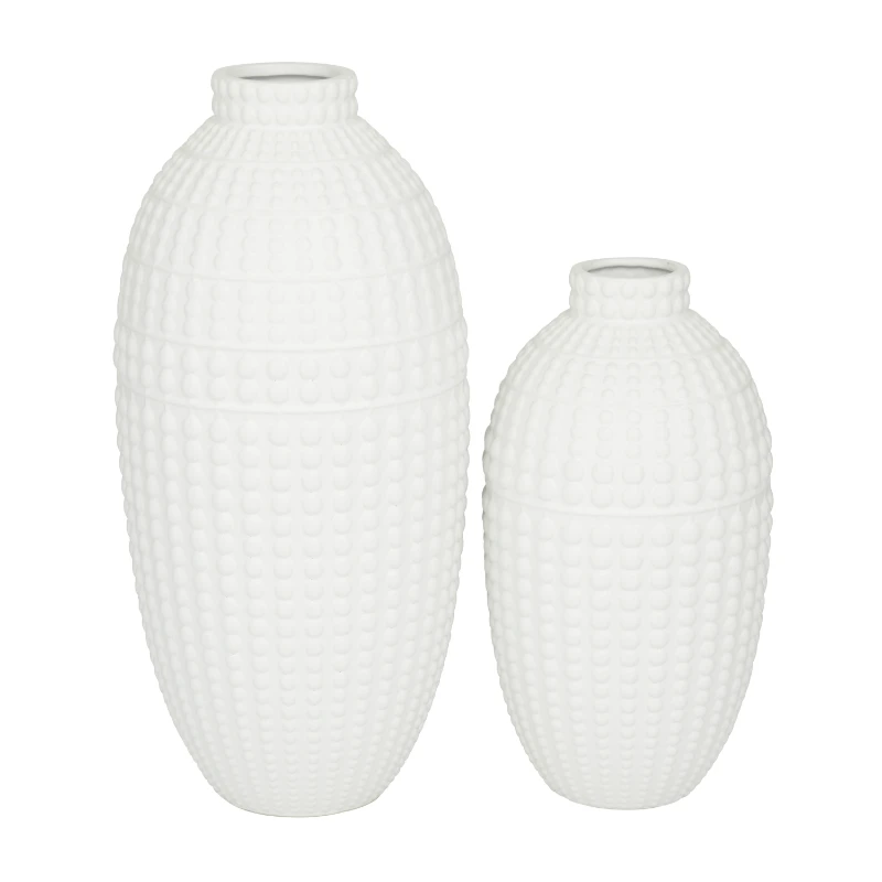 

Luxurious White 12"H Ceramic Vases, Set of 2 for Your Stylish Home Decor