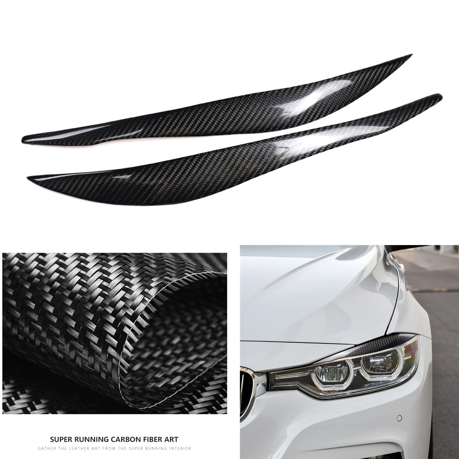 

Front Head Light Trim For BMW 3-Series F30 328 320 2013-2017 Carbon Fiber Headlight Eyelid Eyebrow Cover Lamp Lid Headlamp Brow