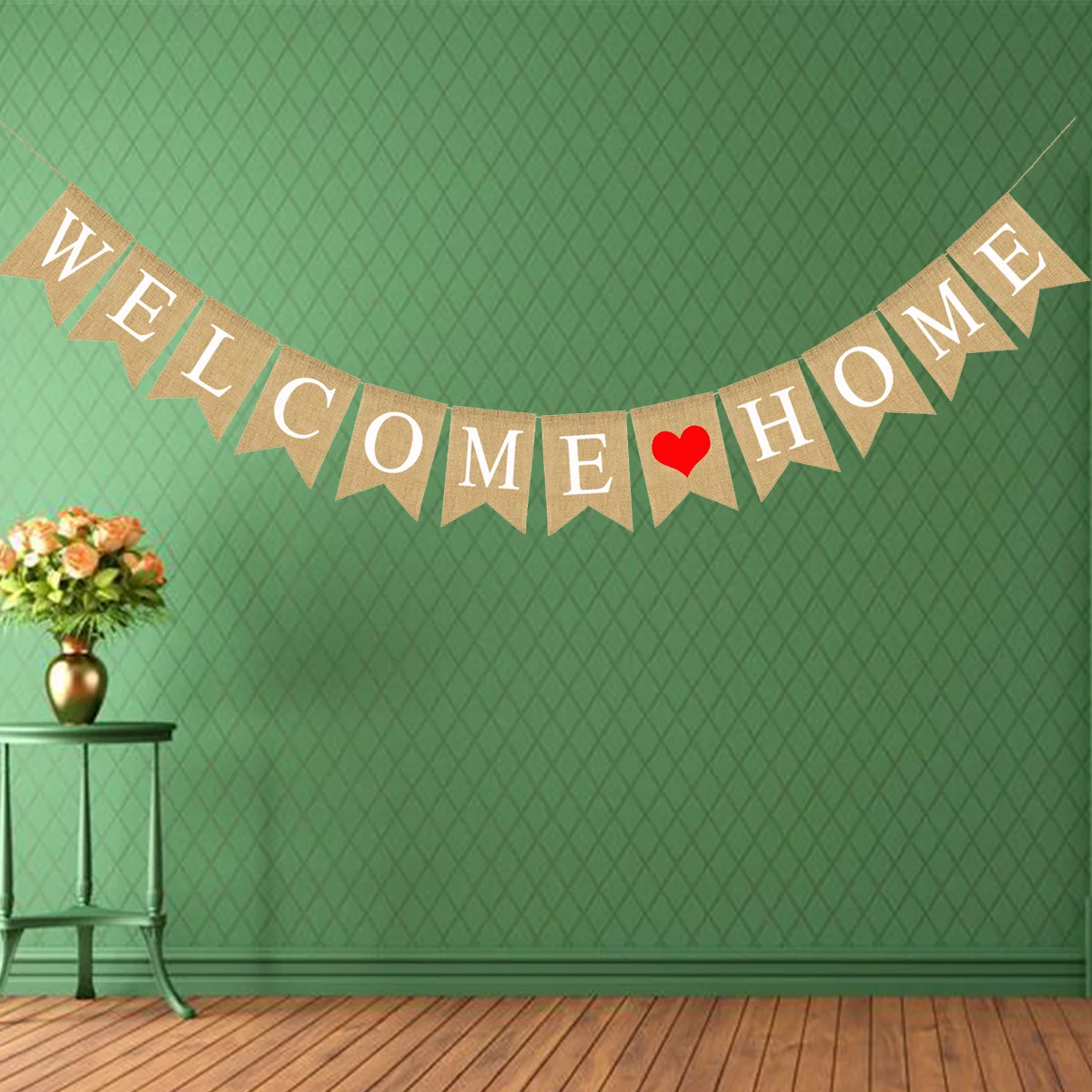 

Banner Home Burlap Garland Hanging Welcome Flag Swallowtail New Signs Militaryyour Daddy Bunting Decoration Linen Family Party