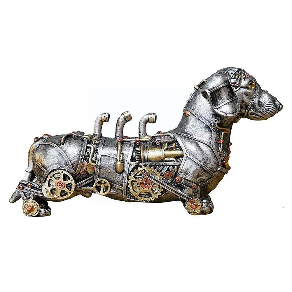 

Resin Mechanical Industrial Gothic Steampunk Sausage Ornaments Home Dog Table Sculpture Desktop Office L4W3