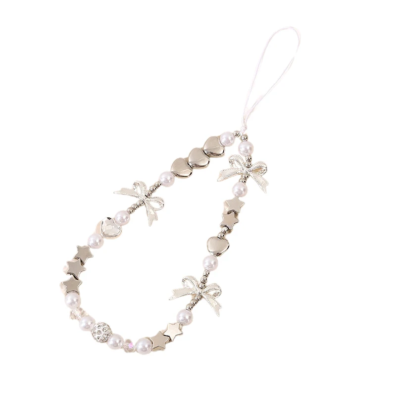 Y2K Милая крутая подвеска в виде банта украшенная бисером аксессуар для телефона