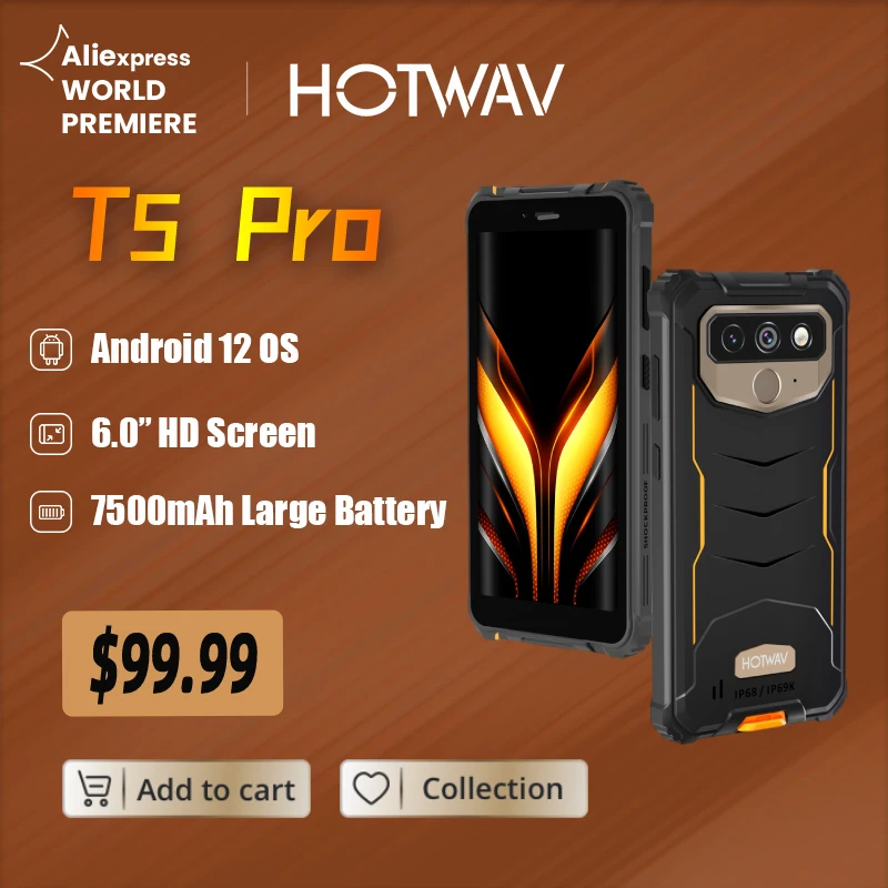 Hotwav t5 Pro 4g Áspero Smartphone Android 12 os Mtk6761 6.0 Polegada Tela 4gb 32gb 7500mah Bateria Maciça 13mp Câmera Principal 2022