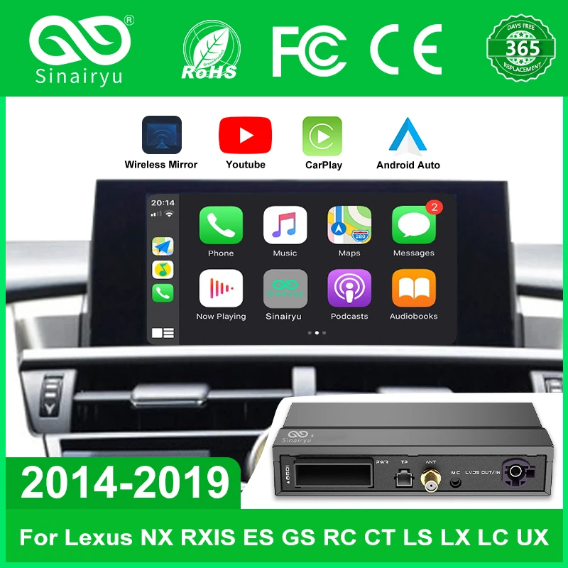 

Wireless Apple CarPlay Android Auto for Lexus NX RX IS ES GS RC CT LS LX LC UX GX 2014-2019, with Mirror Link Car Play Functions