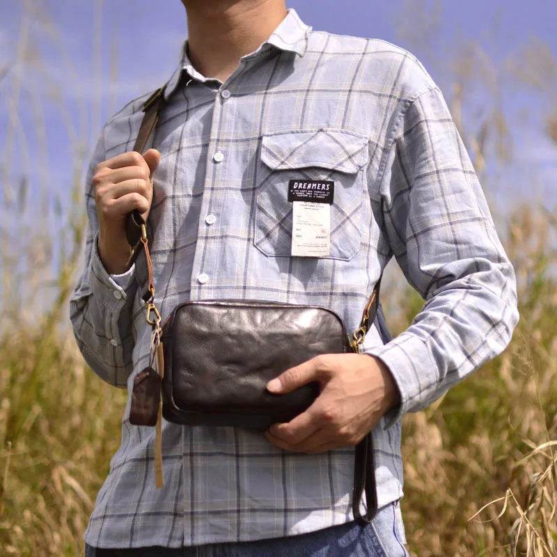 Мужской кожаный клатч AETOO многофункциональный индивидуальный ручной работы в