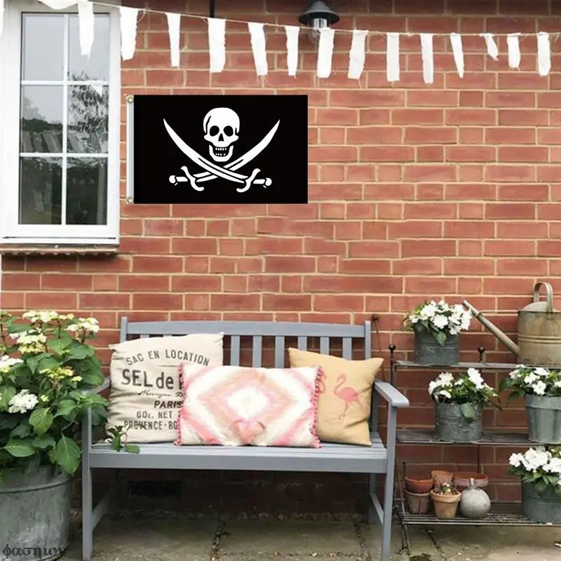 1 шт. 30*45 см большой пиратский флаг с черепом кросс-косточками висячий люверсами