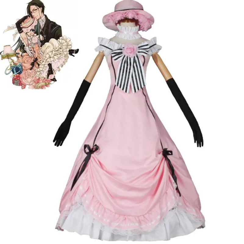 

Anime Black Butler Ciel Phantomhive Smile Cosplay Costume Adult Unisex Dress Hat Halloween Kuroshitsuji Cute Lolita Robin Suit