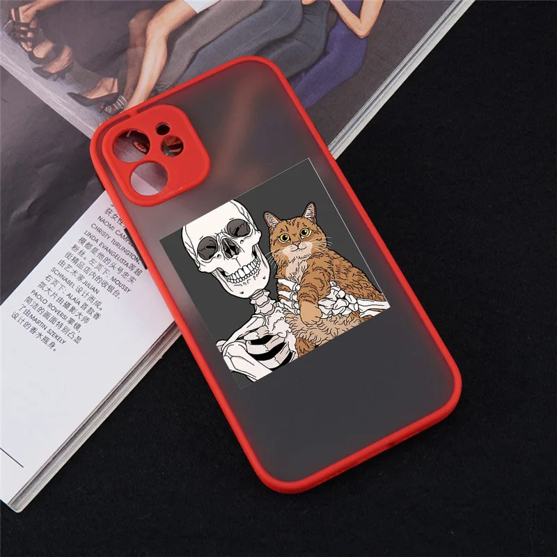 

Funny Skeleton Phone Case for For iphone 13 12 11 pro max case Mini SE X XR XS MAX 6 7 8 Plus Cover Shockproof Clear shell Coque