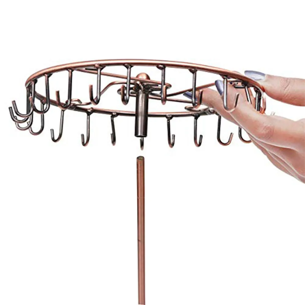 23 Hooks Vintage Pendant Scarf Jewelry Display Rack Rotatable Necklace Ring Bracelet Stand Holder Organizer Storage Container