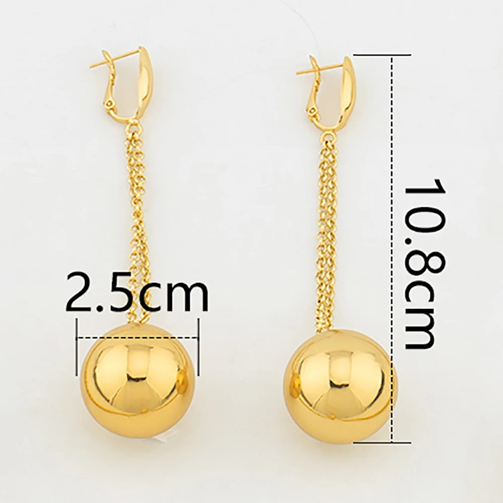 Женские позолоченные круглые серьги-подвески с бусинами