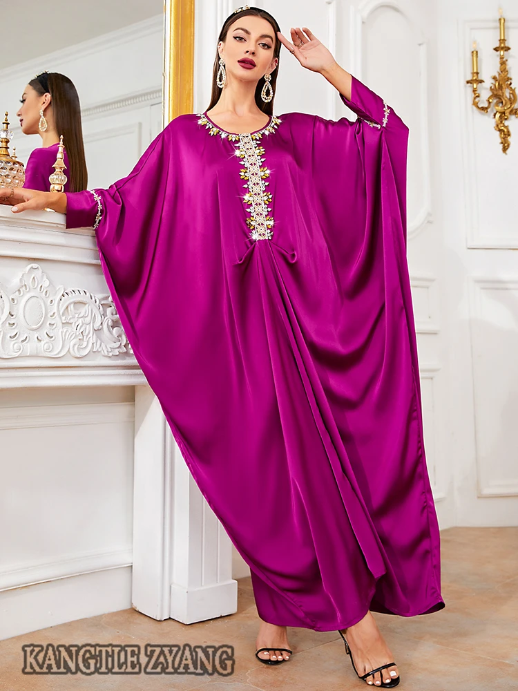 Ramadan Satin Abaya Dubai Kaftan For Women Saudi Arabia Turkey Islam Muslim Dress Robe De Soiree Musulmane Longue Vestido Longo