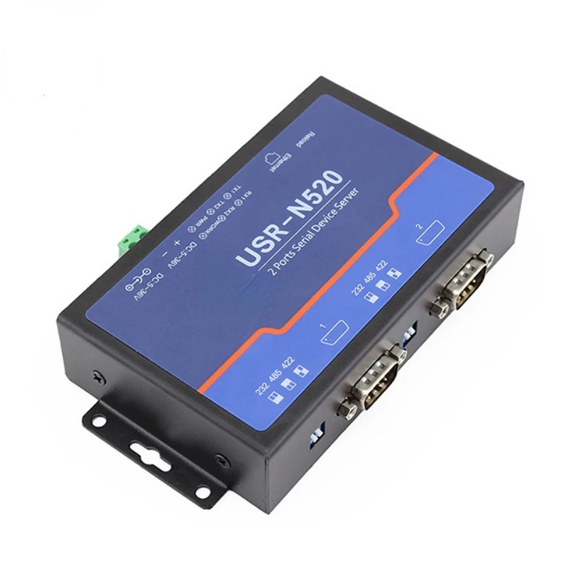 

USR-N520 Two Serial Ports RS232 RS485 RS422 to Ethernet Server Converter supports Modbus RTU to TCP