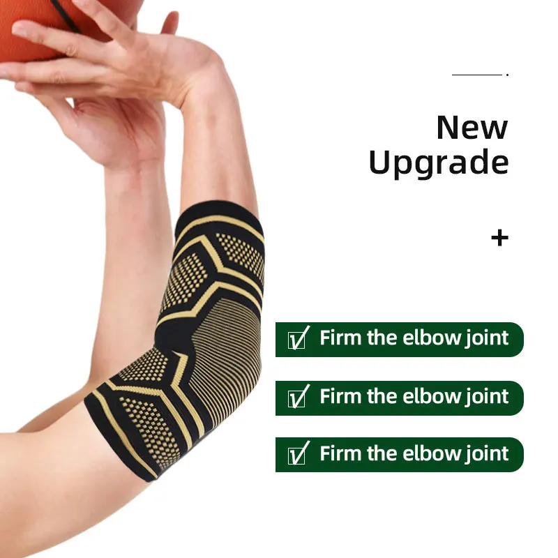 

1pc Copper Elbow Support Elastic Knitted Compression Protective Elbow Pads Breathable Non-slip Basketball Volleyball Elbow Brace