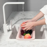 home kitchen adjustable retractable storage rack drain rack plastic fruit washing basin sink drain basket pool storage basin