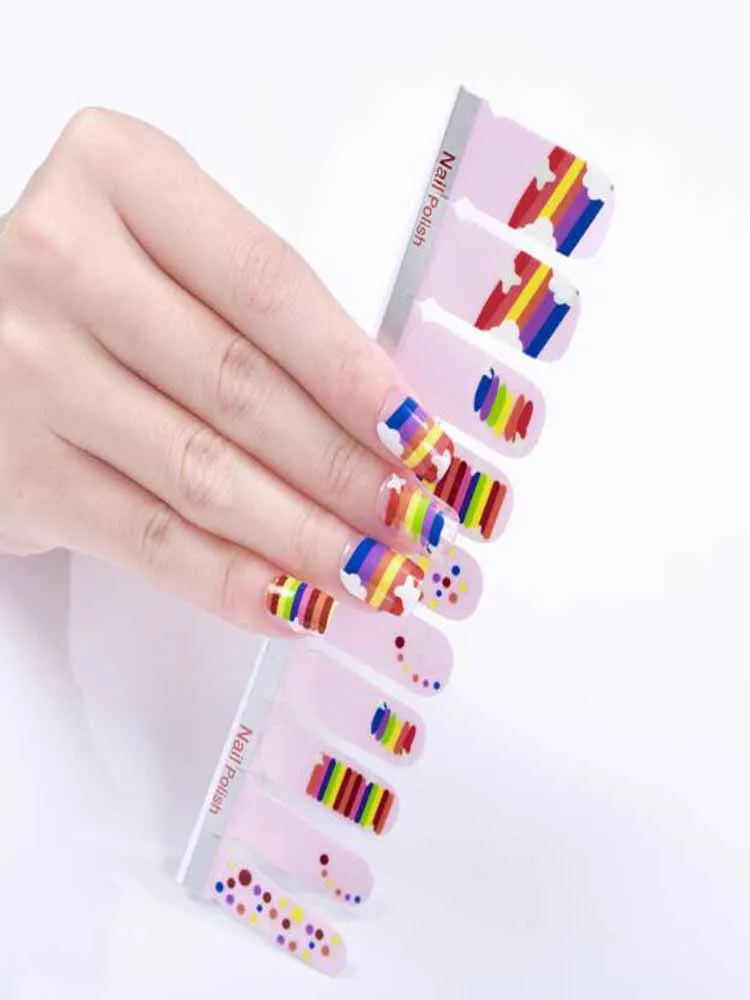 Полное покрытие самоклеящиеся наклейки для дизайна ногтей милые обертывания