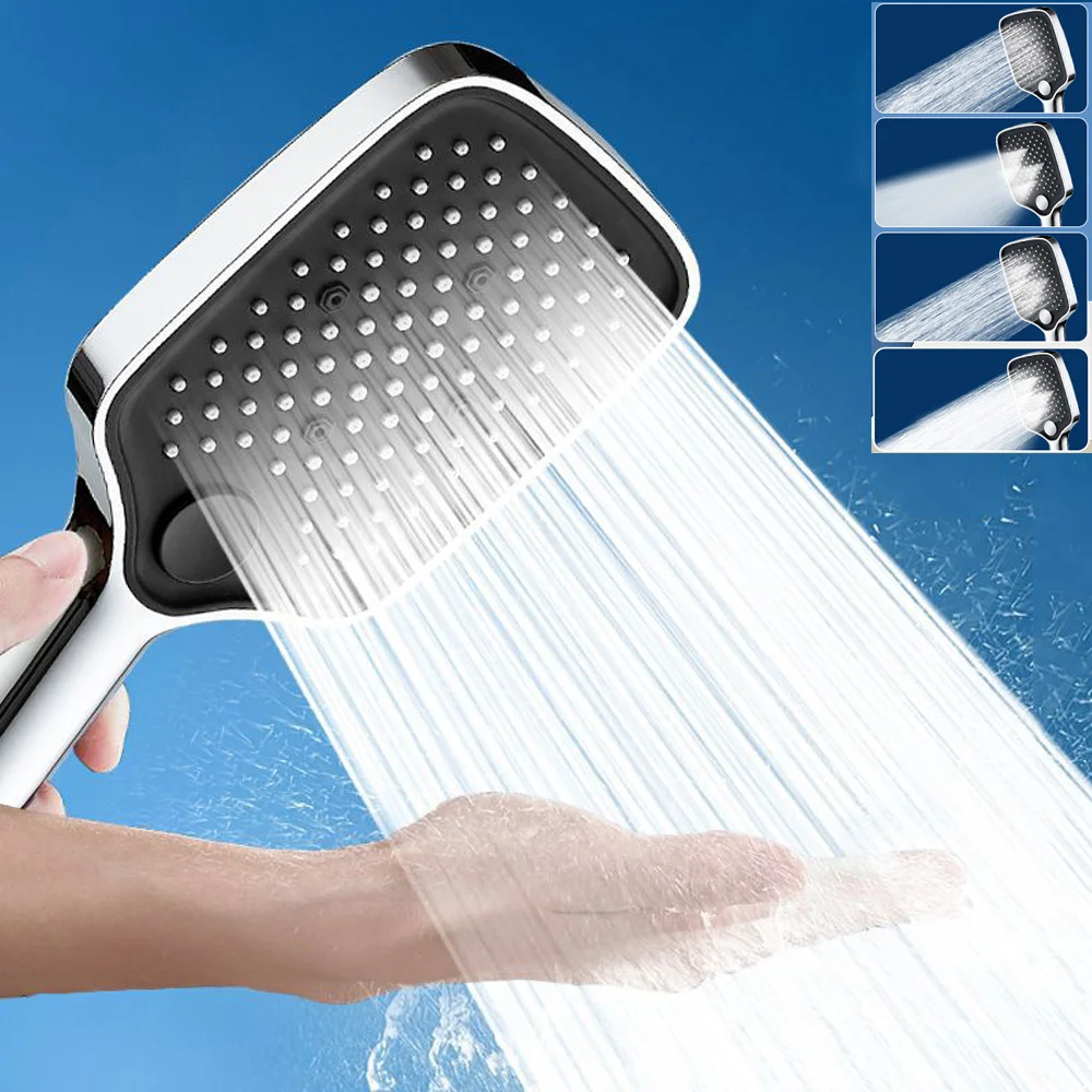 High Pressure 4 Modes Adjustable Shower Press Button Change Mode Spa Handheld Showerhead Bathroom Accessories