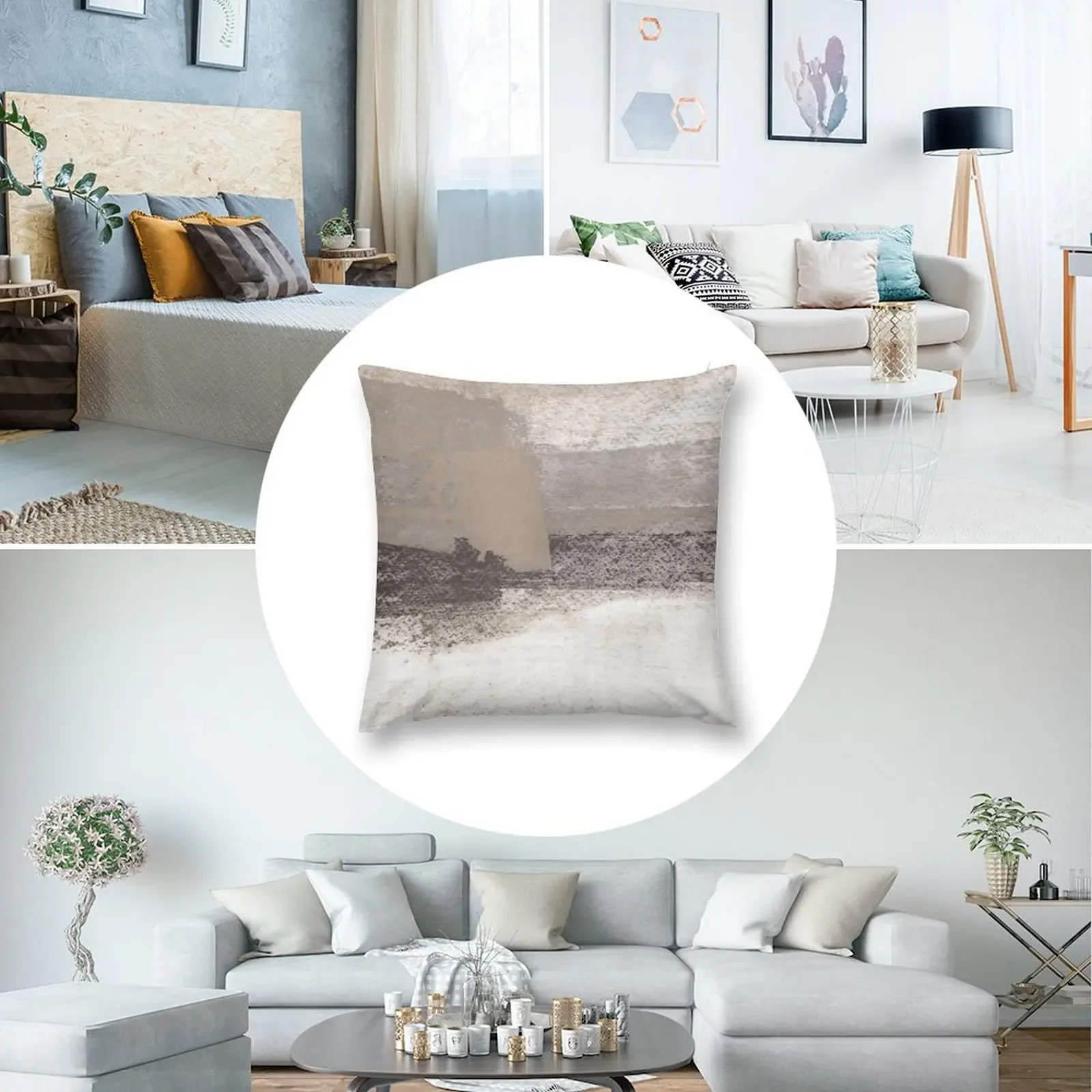 Серо-коричневый и угольно-серый горизонтальный современный абстрактный рисунок