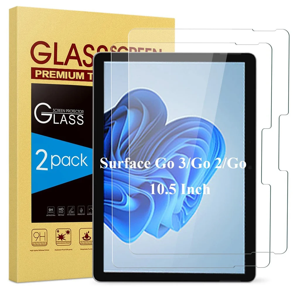 

(2 упаковки) Закаленное стекло для Microsoft Surface Go 1 2 3 10 10,5 2018 2020 2021 Защитная пленка для экрана планшета с защитой от царапин