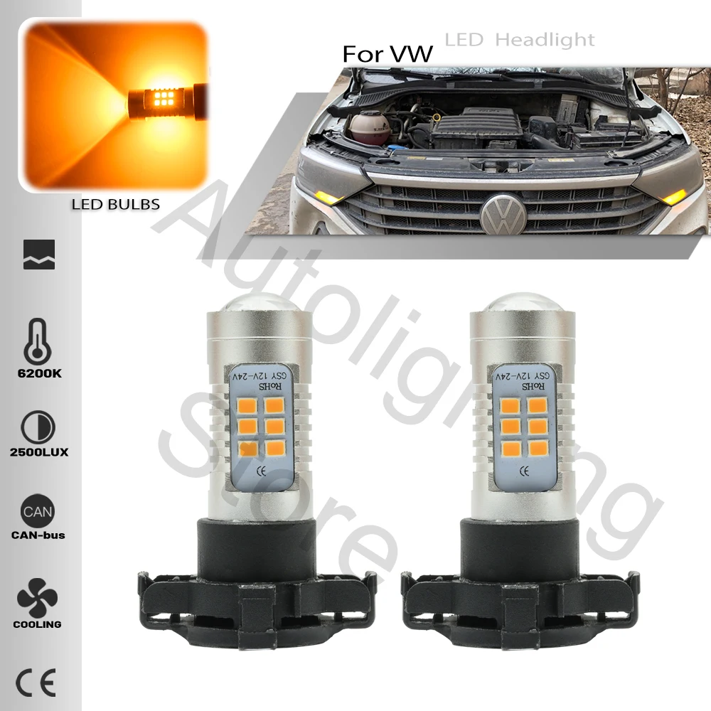 

2 шт. Canbus PY24W светодиодный передний указатель поворота, лампа для VW POLO 6 liftbacK 2020-2023 VW Transporter T5 7E 2012-2015