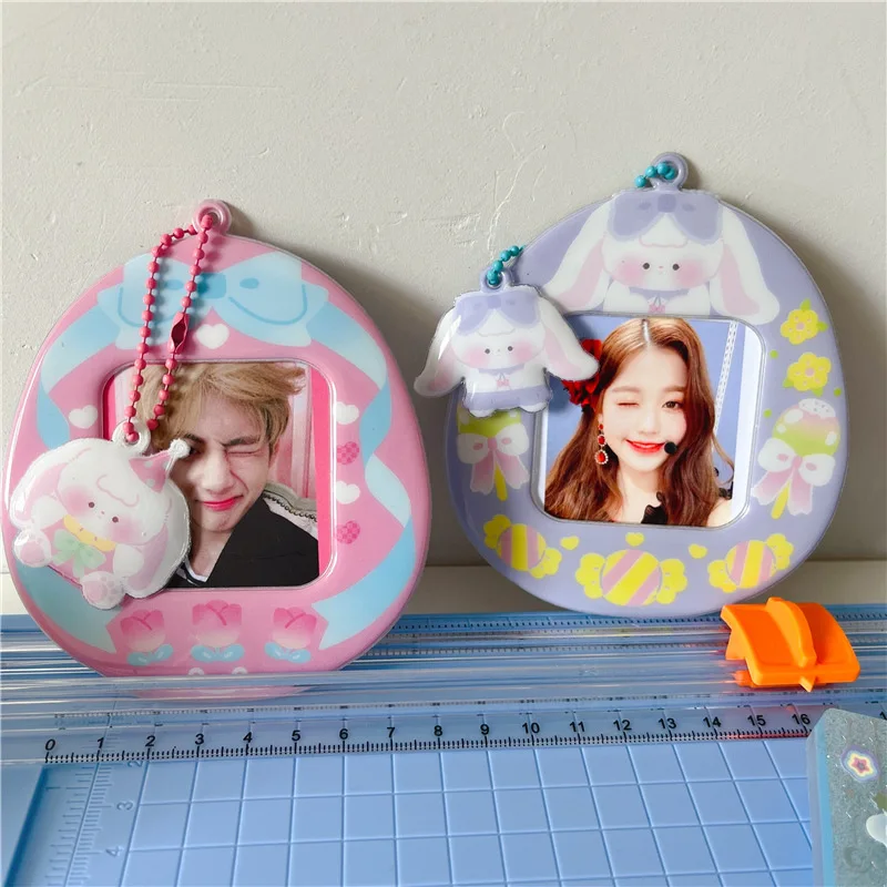 

Kawaii Rabbit Kpop Photocards Holder Idol Photo Storage Sleeves Pendant Students Bus ID Credit Card Protector School Supplies