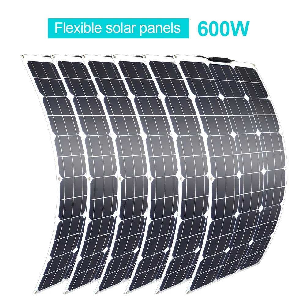 

Flexible Solar Panel 100w 200w 300w 400w 500w 600w 1000w for RV Boat Car Home 12V 24V Battery Charger