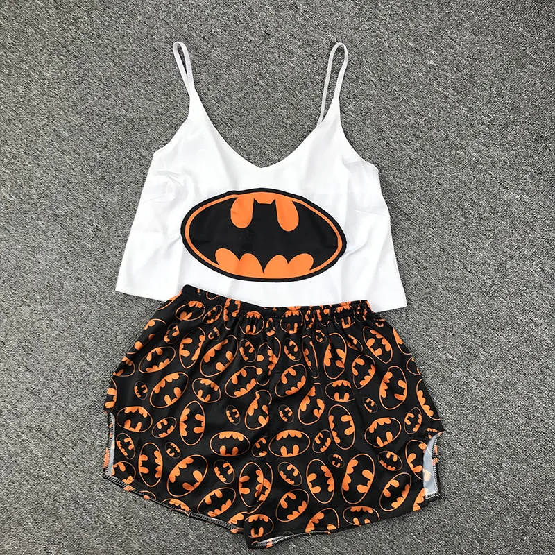 New Sexy Pijamas Women Pajama Set Silk Home Suit Animal Print V Neck Pyjama Woman Strao Loose Sleepwear Kigurumi Unicorn Cat