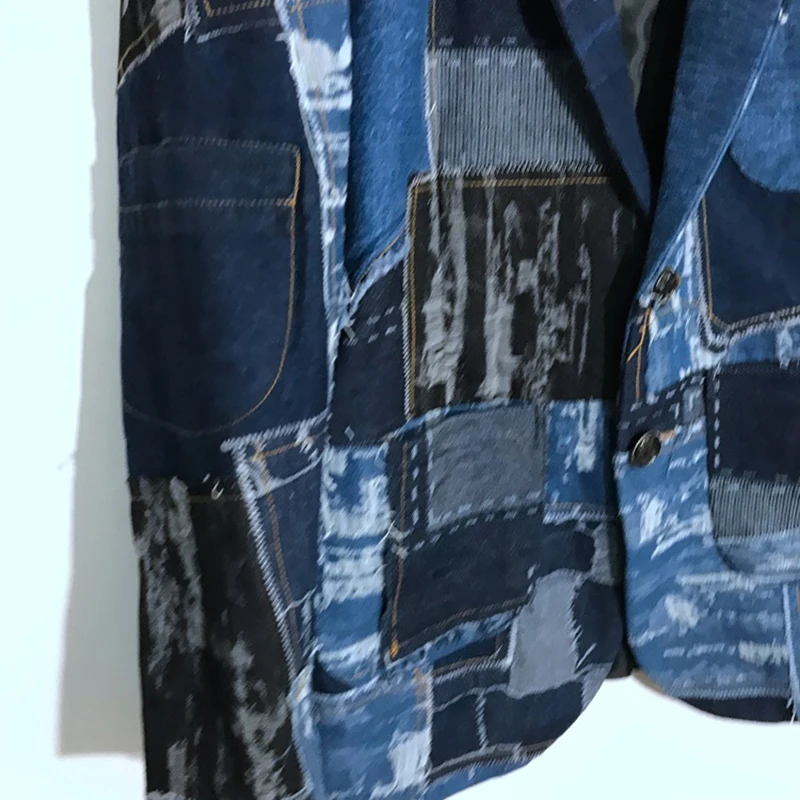 PFHQ мужские джинсовые лоскутные износостойкие пиджаки с дырками индивидуальные