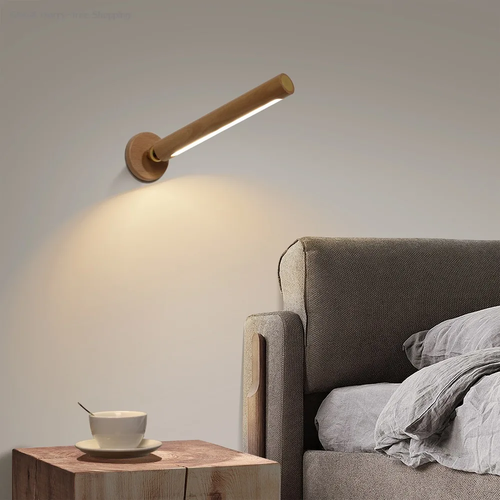 

Lamp Wood Indoor Wall Light USB Charging 360° Rotatable Adjustable Brightness Touch Switch Sconce Corridor Wall Light Night Lamp