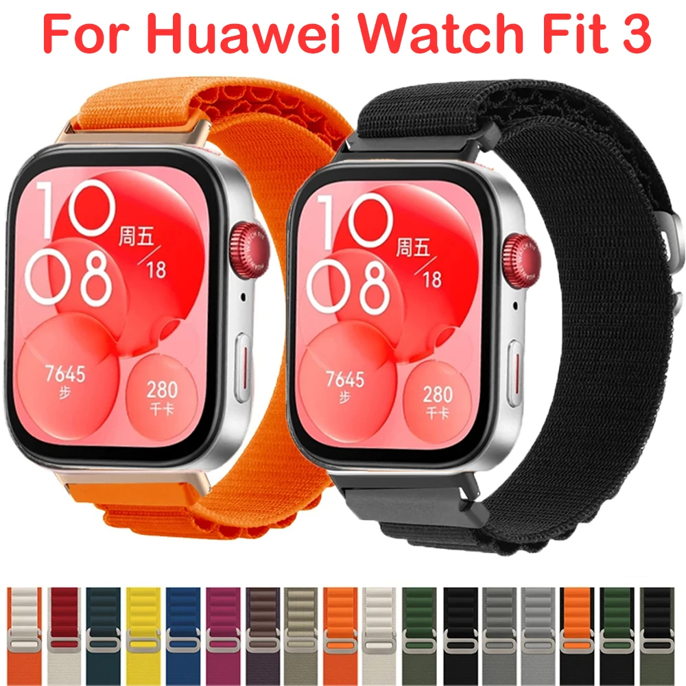Ремешок нейлоновый для Huawei Watch Fit 3 спортивный цветной сменный Браслет Для