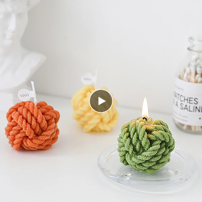 

1PCS Home Decoration Candle Yarn Candles Soy Wax Aromatherapy Cube Ball of Yarn Candle Scented Relaxing Birthday Gift Bougies