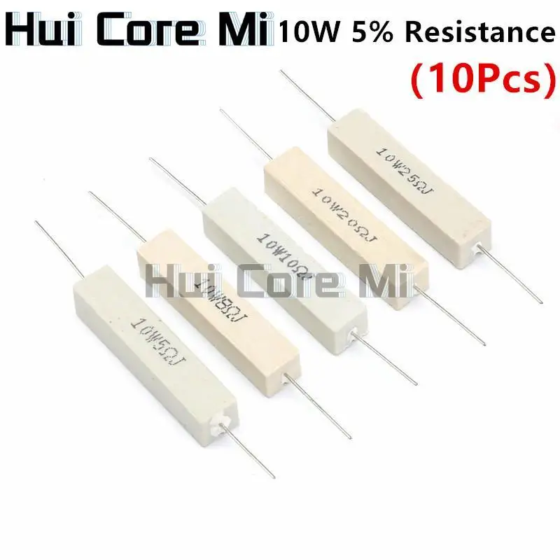 

10pcs 10W 5% Cement Resistor Power Resistance 0.1 ~ 10K 0.1R 0.5R 10R 50R 0.22 0.33 0.5 1 2 5 8 10 15 20 25 30 100 1K 2K 3K ohm