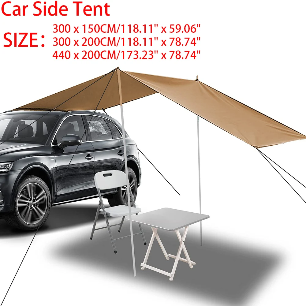 

210D Coating Oxford SUV Car Side Awning Rooftop Tent Waterproof Outdoor Camping Side Tent Canopy 300*150/300*200/440*200cm