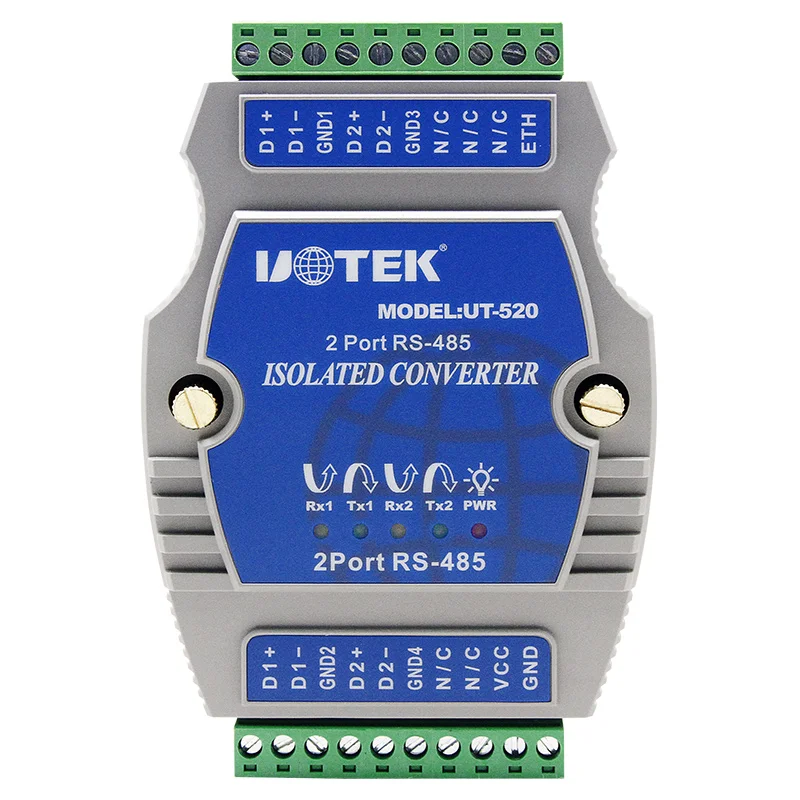 UOTEK UT-520 промышленный 2 порта RS 485 ретранслятор Din-рейка Серийный конвертер с