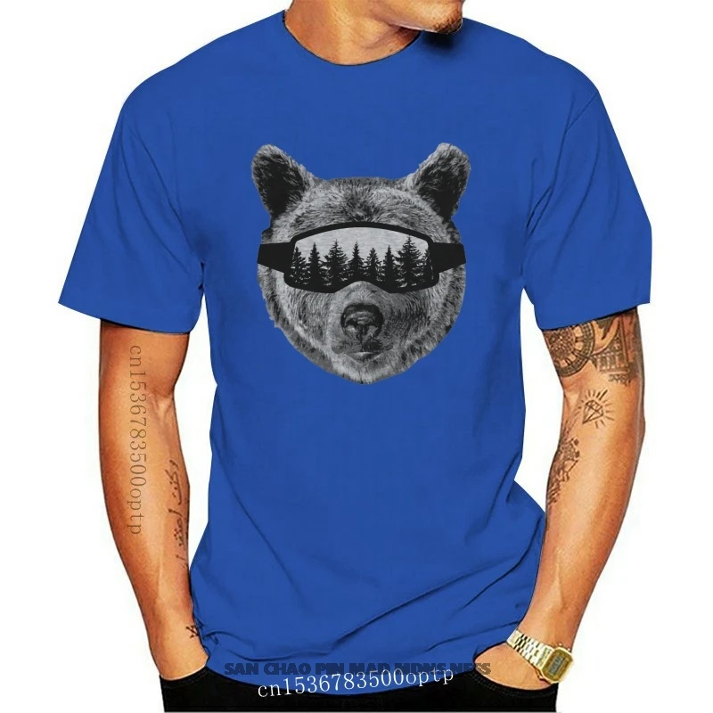 

Mens Ski Bear Tshirt Funny Outdoor Winter Sports Tee For Guys