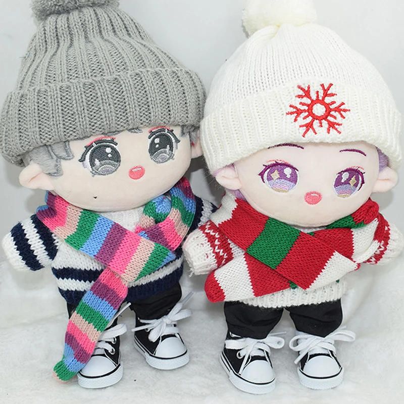 20cm Baby Doll Plush Doll's Clothes Christmas Knitted Sweater Scarf Pants Dolls Accessories For Korea Kpop EXO Idol - купить по
