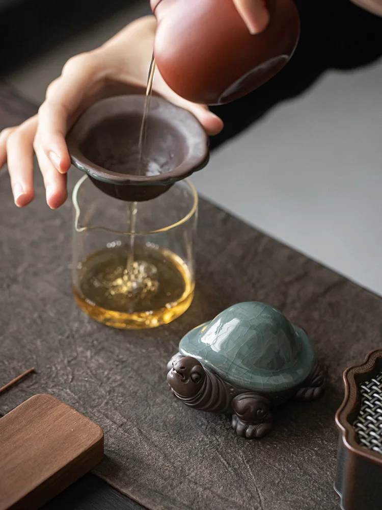 

Creative Ceramic Purple Clay Turtle TeaStrainer Household Tea Filter Ge Kiln TeaPet Ornaments Tea Set Tea Accessories