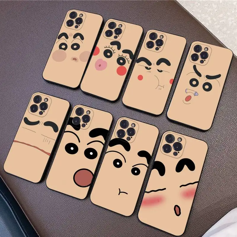 

BANDAI Crayon Shin-chan Funny Facial Expression Phone Case for iPhone 11 12 13 mini pro XS MAX 8 7 6 6S Plus X 5S SE 2020 XR