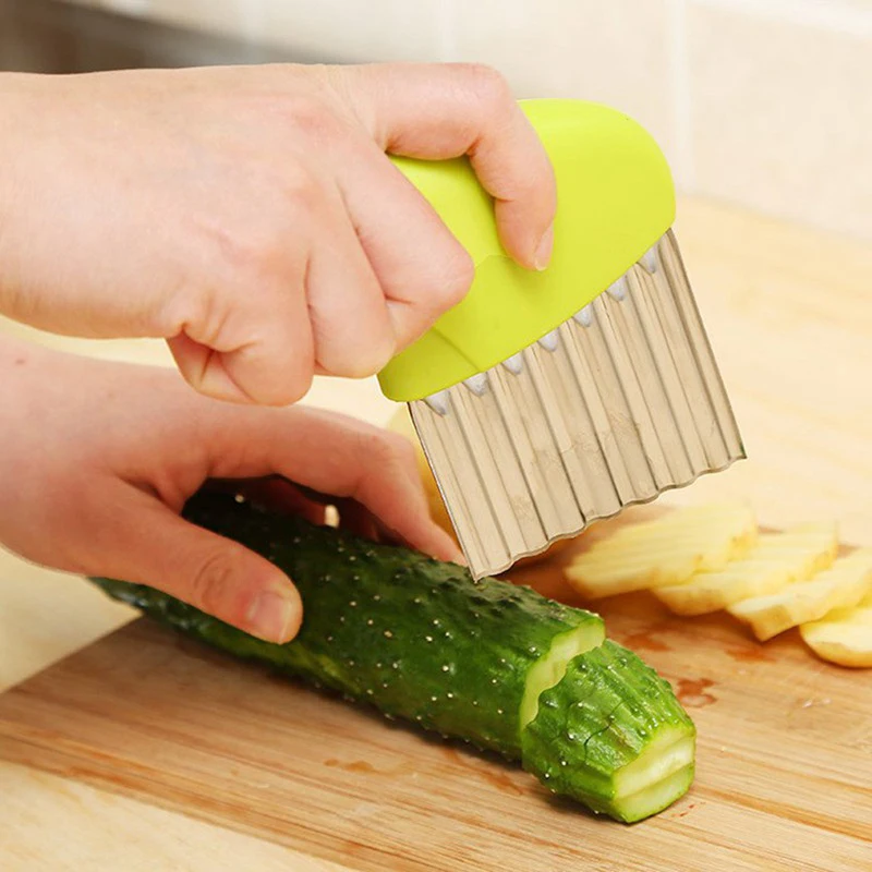 

Wavy Knife French Fries Chopper French Fry Maker Tools Steel Potato Cutter Chip Stainless kitchen Knife French Fry Maker KB1005