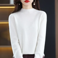 100 wool womens new first line ready to wear threading half turtleneck sweater autumn and winter new pullover long sleeved swe