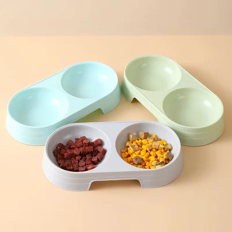 

Lns Macarone Oval Pet Double Bowl Simple Wind Dog Bowl Cat Bowl Food Bowl