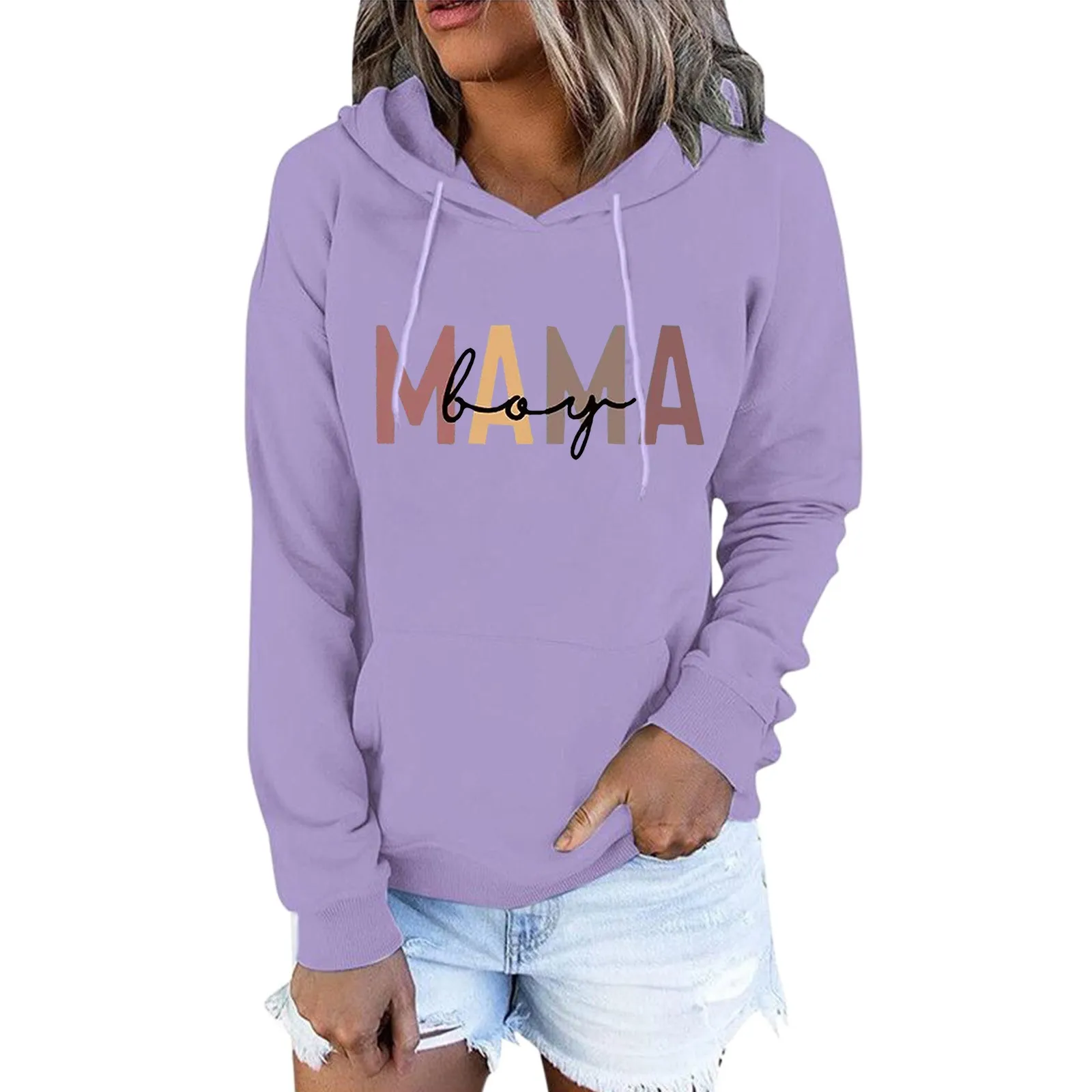 

Sweater Tops Women Lady Fleece Long Sleeved Printing Easy Leisure Flocking Hooded Fleece Sweatshirt Plain Womens