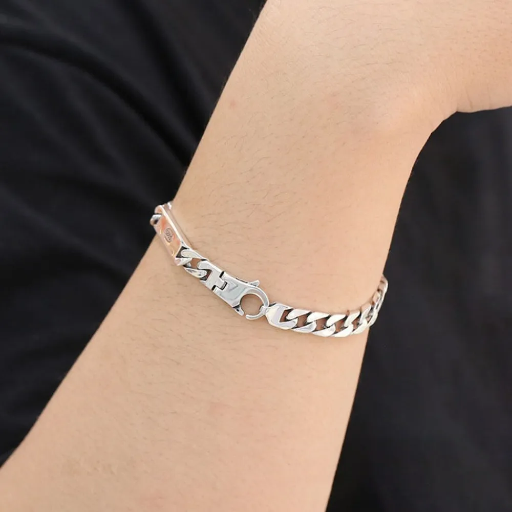 Настоящая твердая цепочка из стерлингового серебра 925 пробы мужская квадратная 7