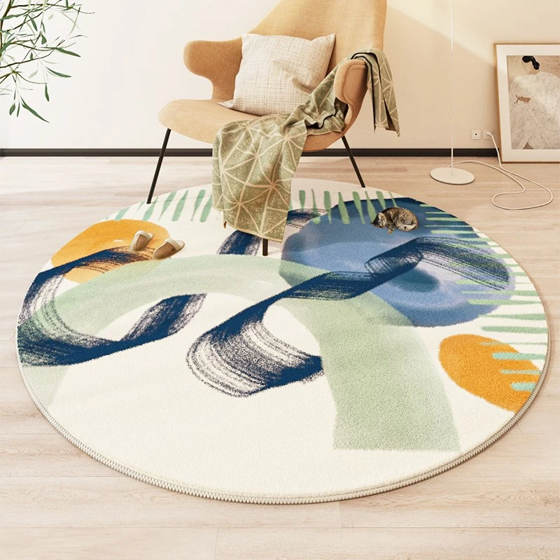 Tappeto rotondo imitazione Cashmere soggiorno s decorazione ampia Area camera da letto tappeto semplice divano tavolino tappeti studio Lounge tappeto