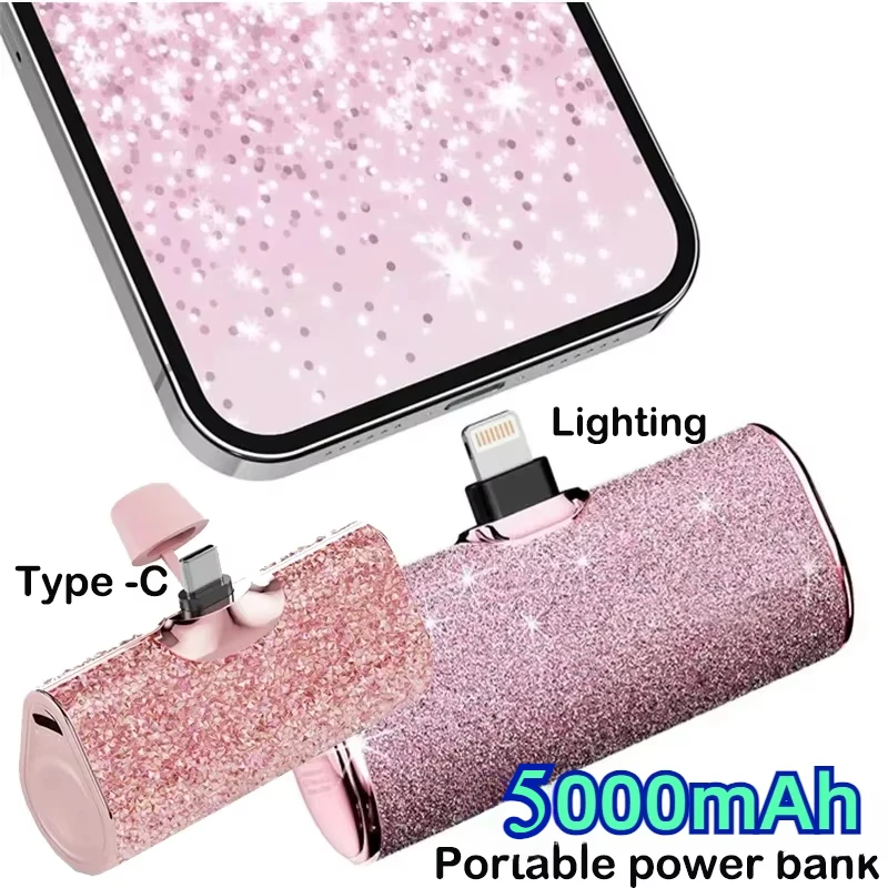 Фото Power Bank Shiny Diamond Fashion Высокое качество 5000 мАч Портативное зарядное устройство Мобильный Power Bank Power Banks Быстрая зарядка №1