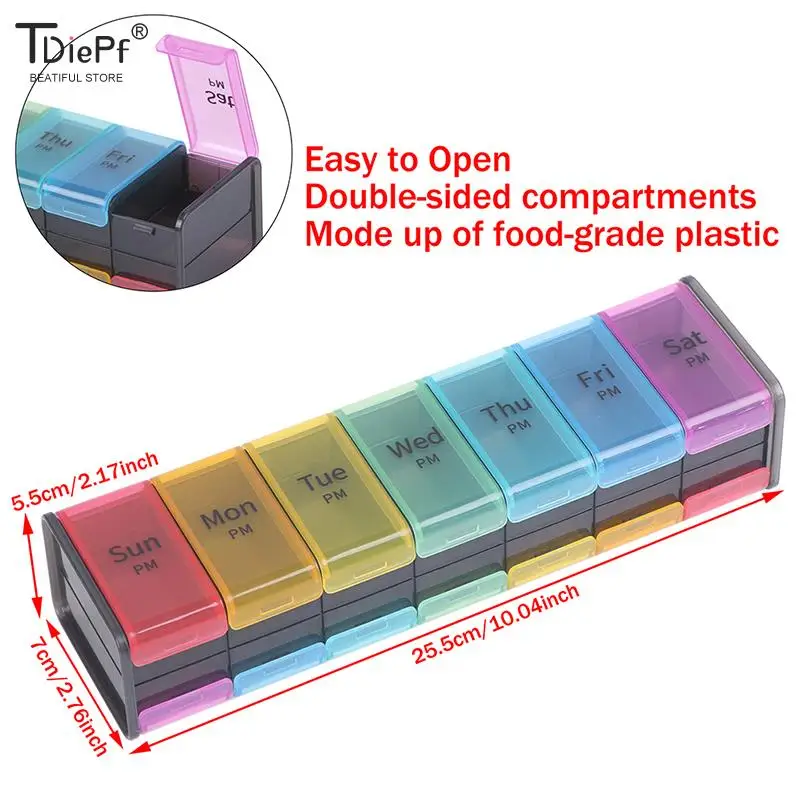 

Travel Pill Box Plastic 7 Days Weekly Medicine Storage Organizer Container Drug Tablet Dispenser Independent Lattice Holder 1PCS