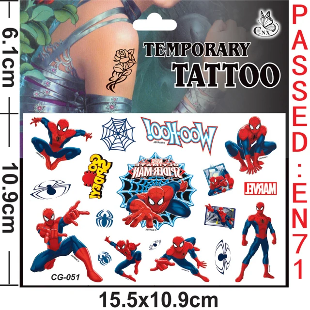 Тату-наклейка Человек-паук водостойкая |